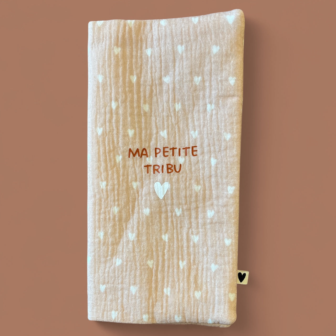 Protège livret de famille petits coeurs beige - Ma petite tribu
