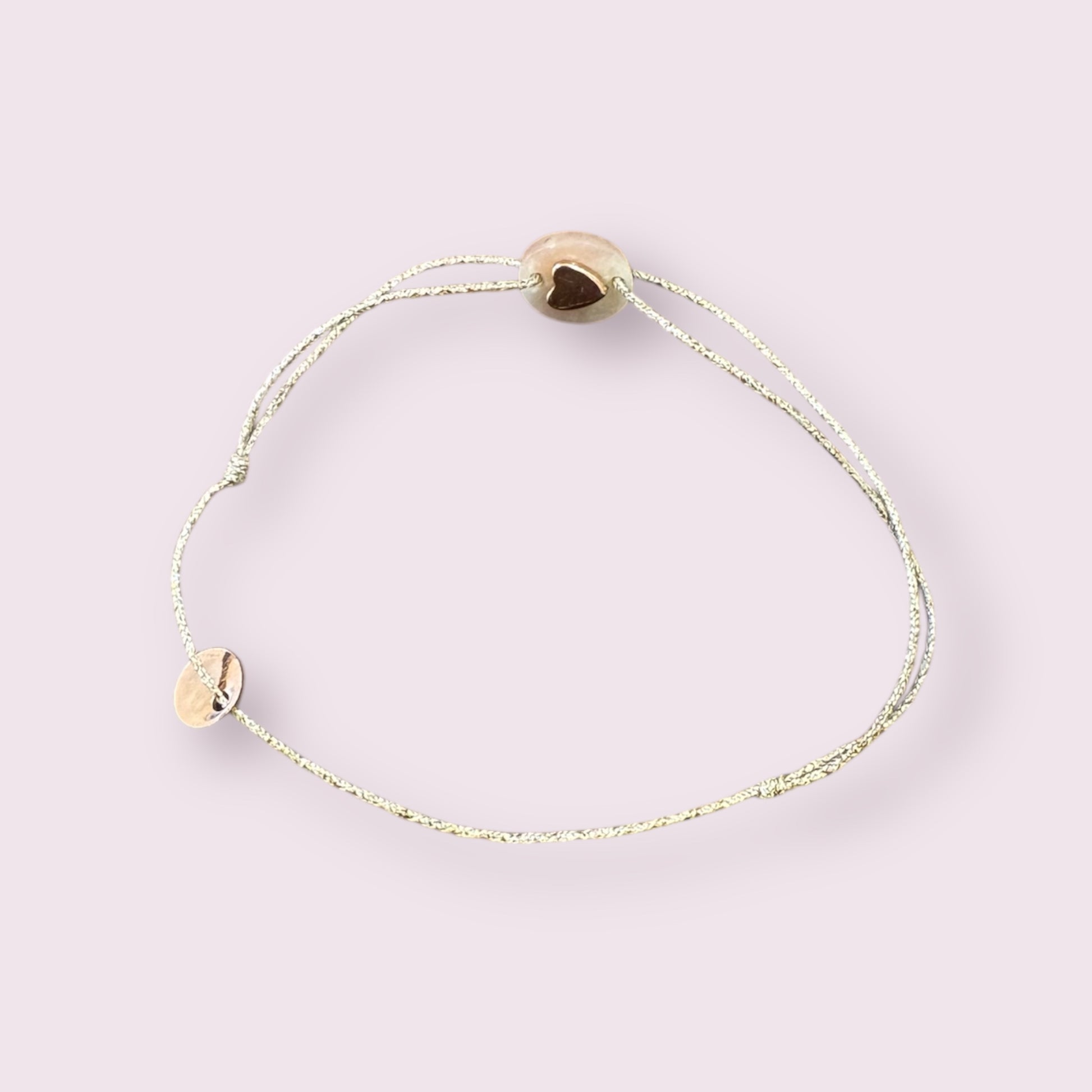 Bracelet fil lurex - Praline pierre opale coeur