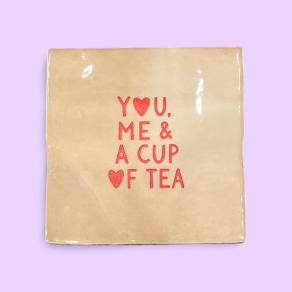 Carreau à accrocher - You, me and a cup of tea rose clair