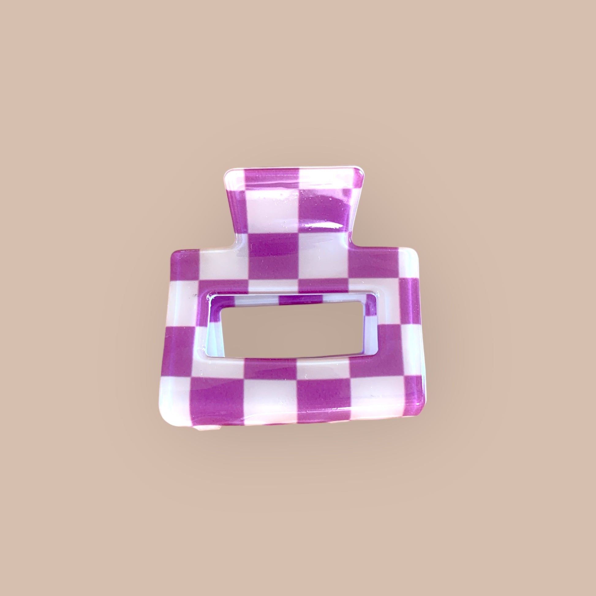 Pince croco - Damier violet et écru