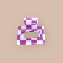 Pince croco - Damier violet et écru