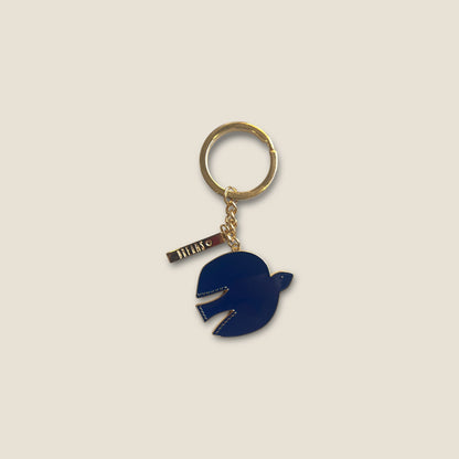 Porte-clés Oiseau - Laiton doré et émaillé