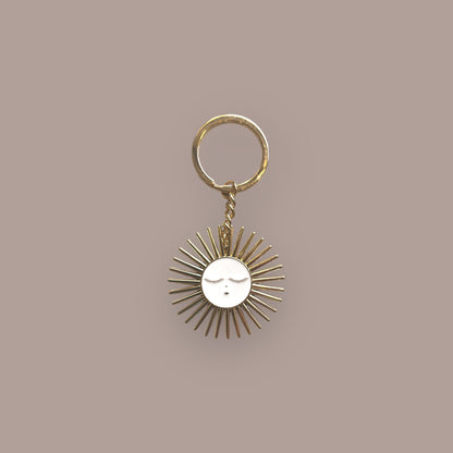 Porte-clés Soleil – Laiton doré et émaillé