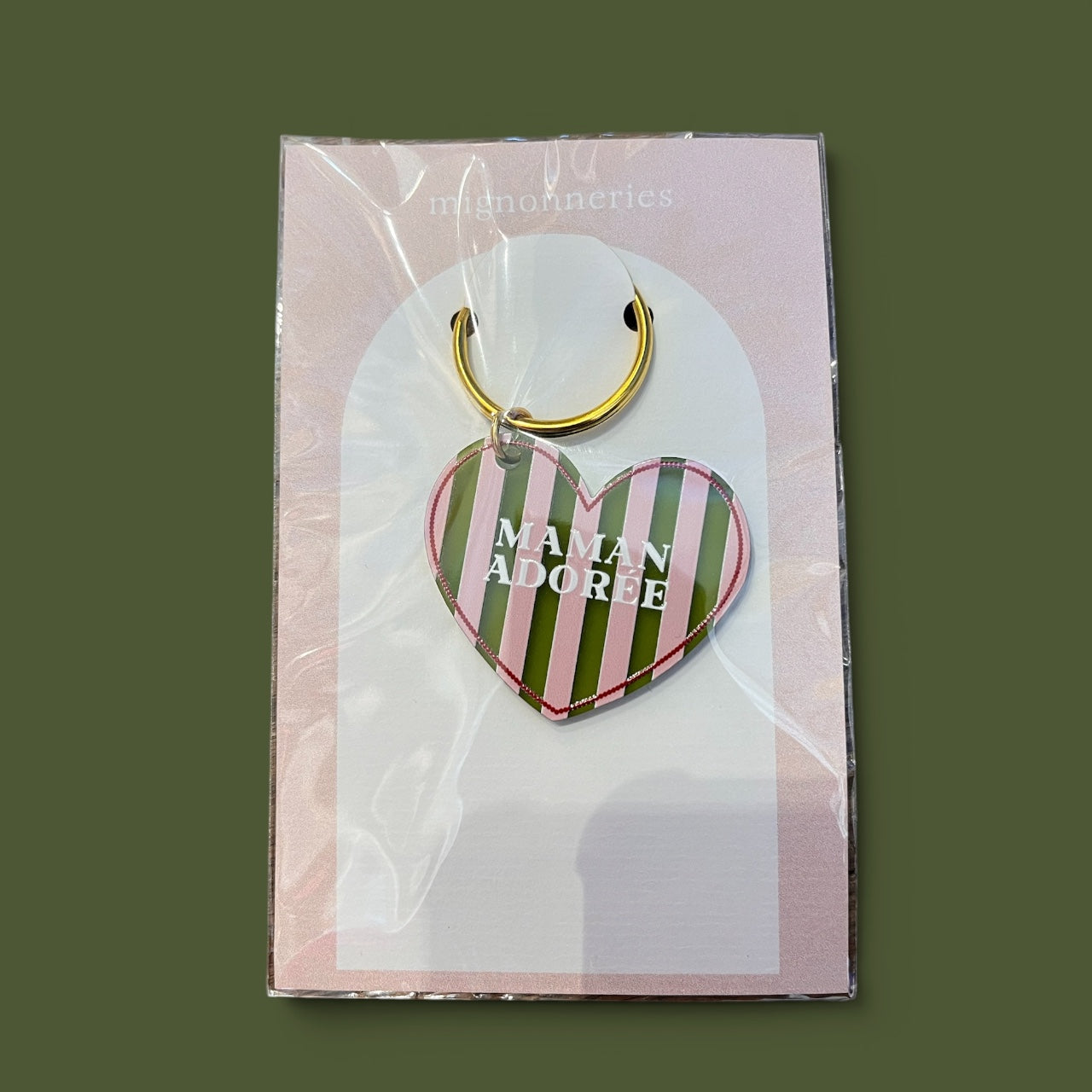 Porte clé rayée maman adorée 