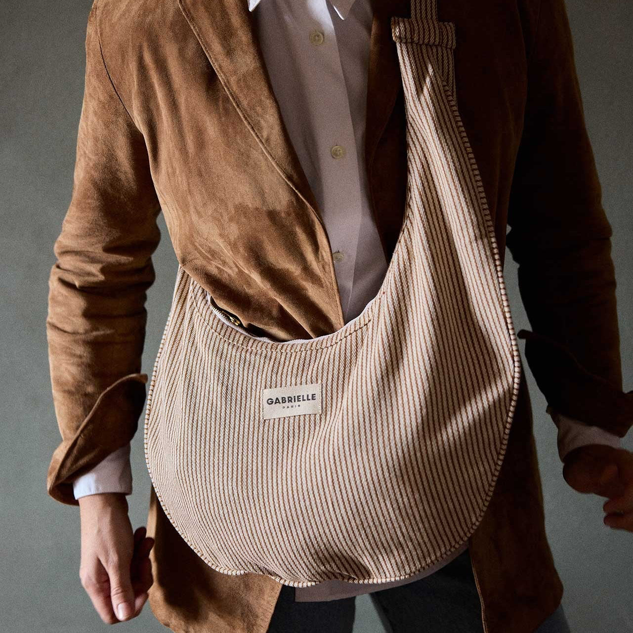 Sac New B Rayures Argile Gabrielle