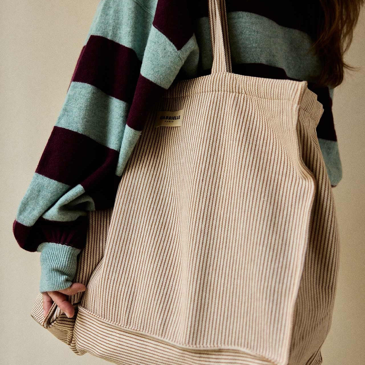 Sac week end rayures argile Gabrielle