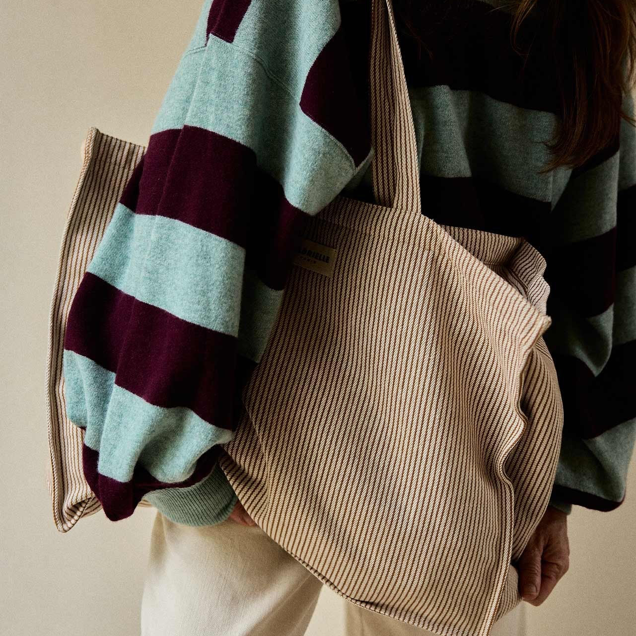 Sac week end rayures argile Gabrielle