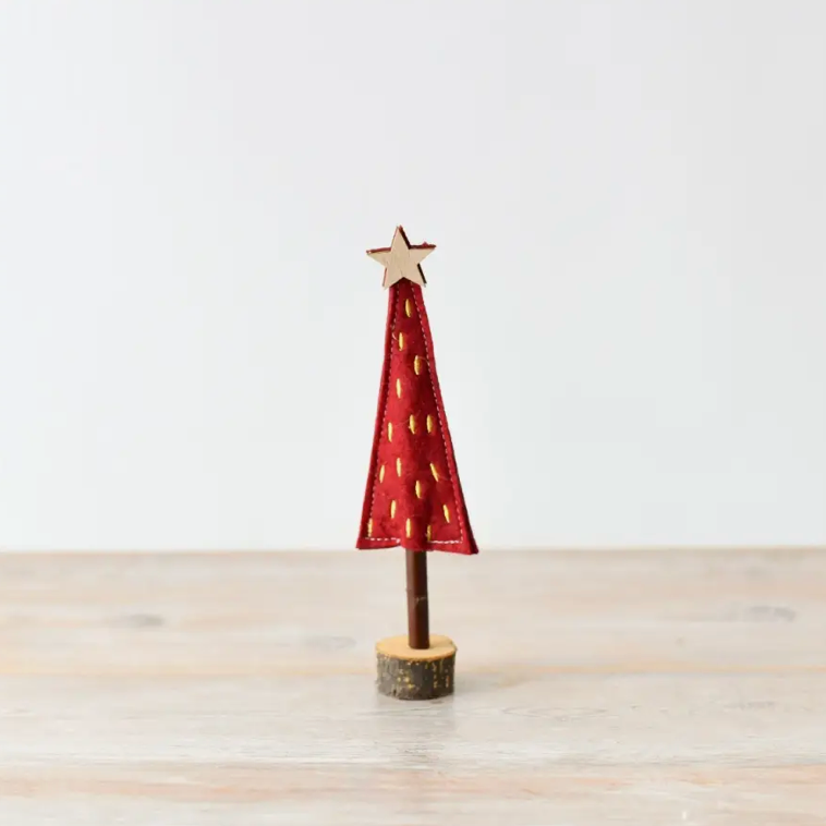 Petit sapin en feutrine - Rouge