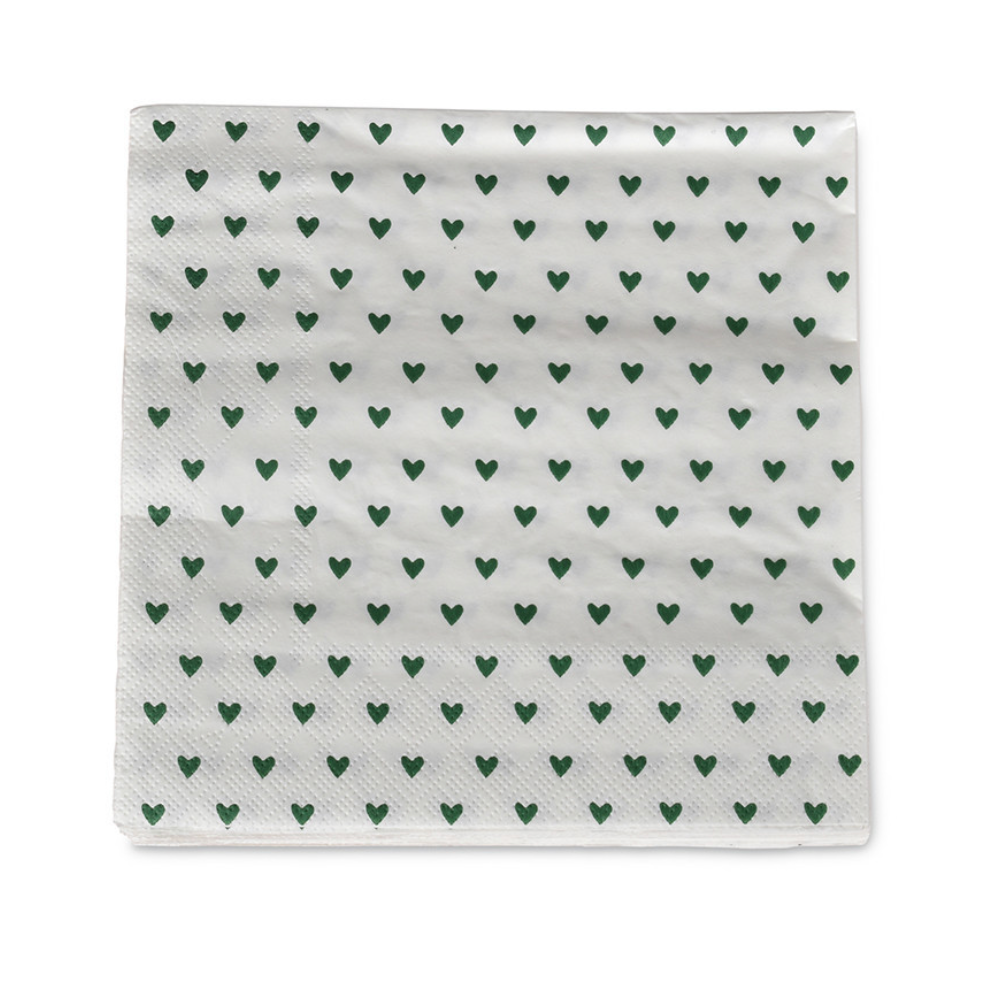 20 serviettes en papier - coeurs Vert