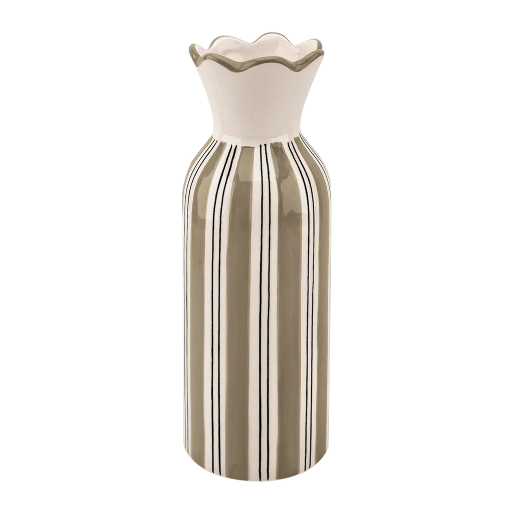 Vase collerette rayures beige opjet