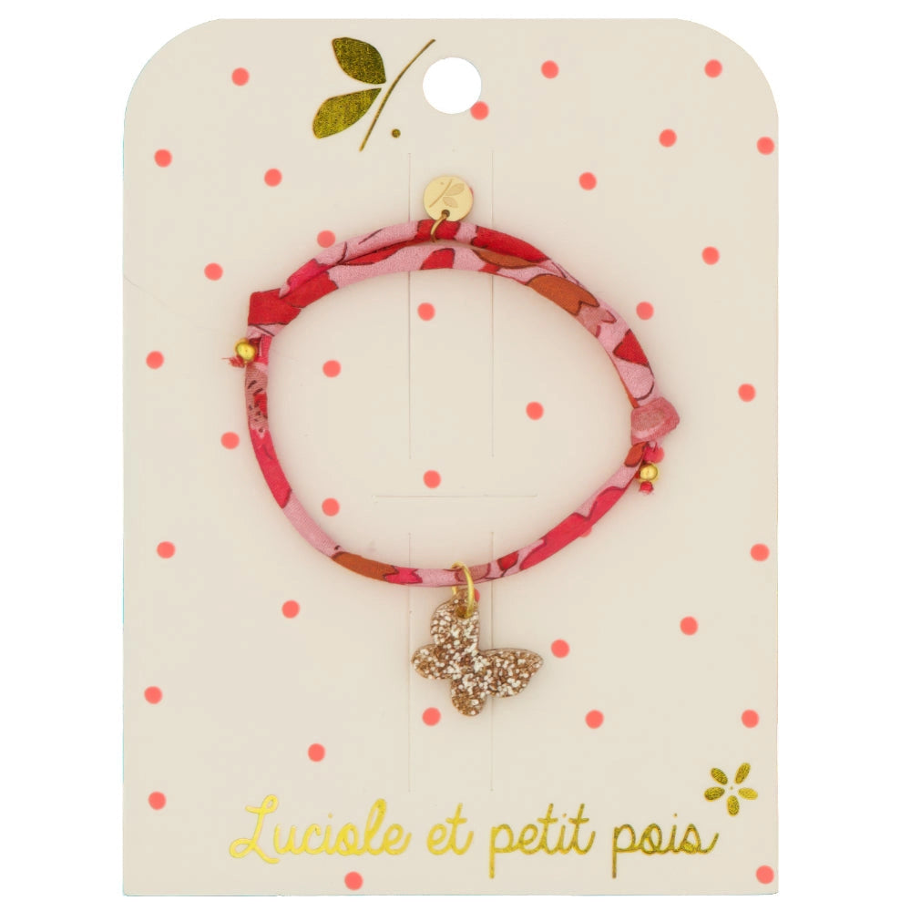 Bracelet enfant - Papillon doré et liberty