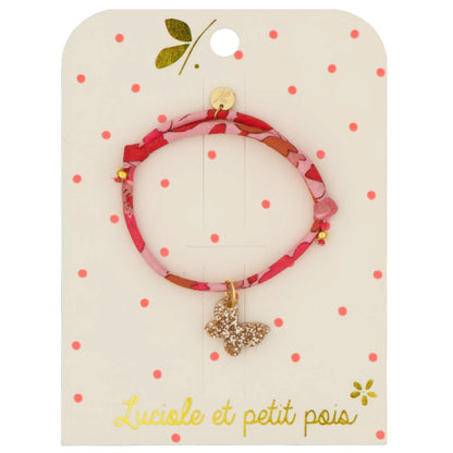 Bracelet enfant - Papillon doré et liberty