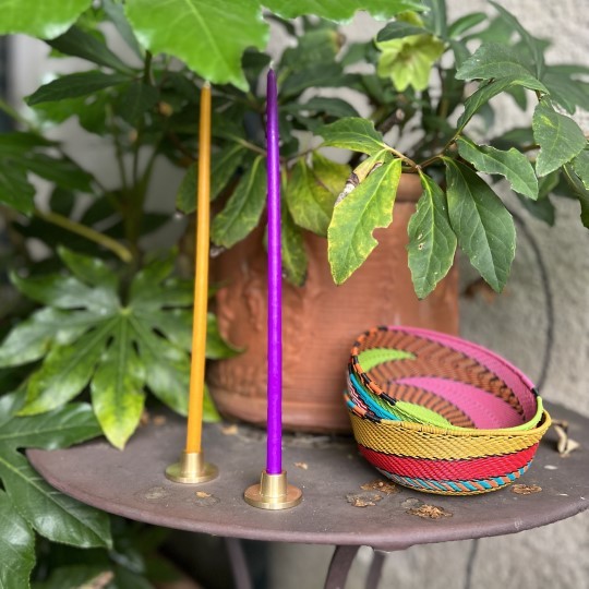 Lot de 2 adaptateurs bougeoirs "fleuriste" - Laiton