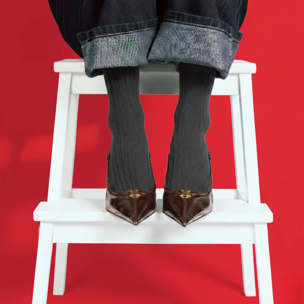 Chaussettes côtelées 36/40 - Gris Anthracite