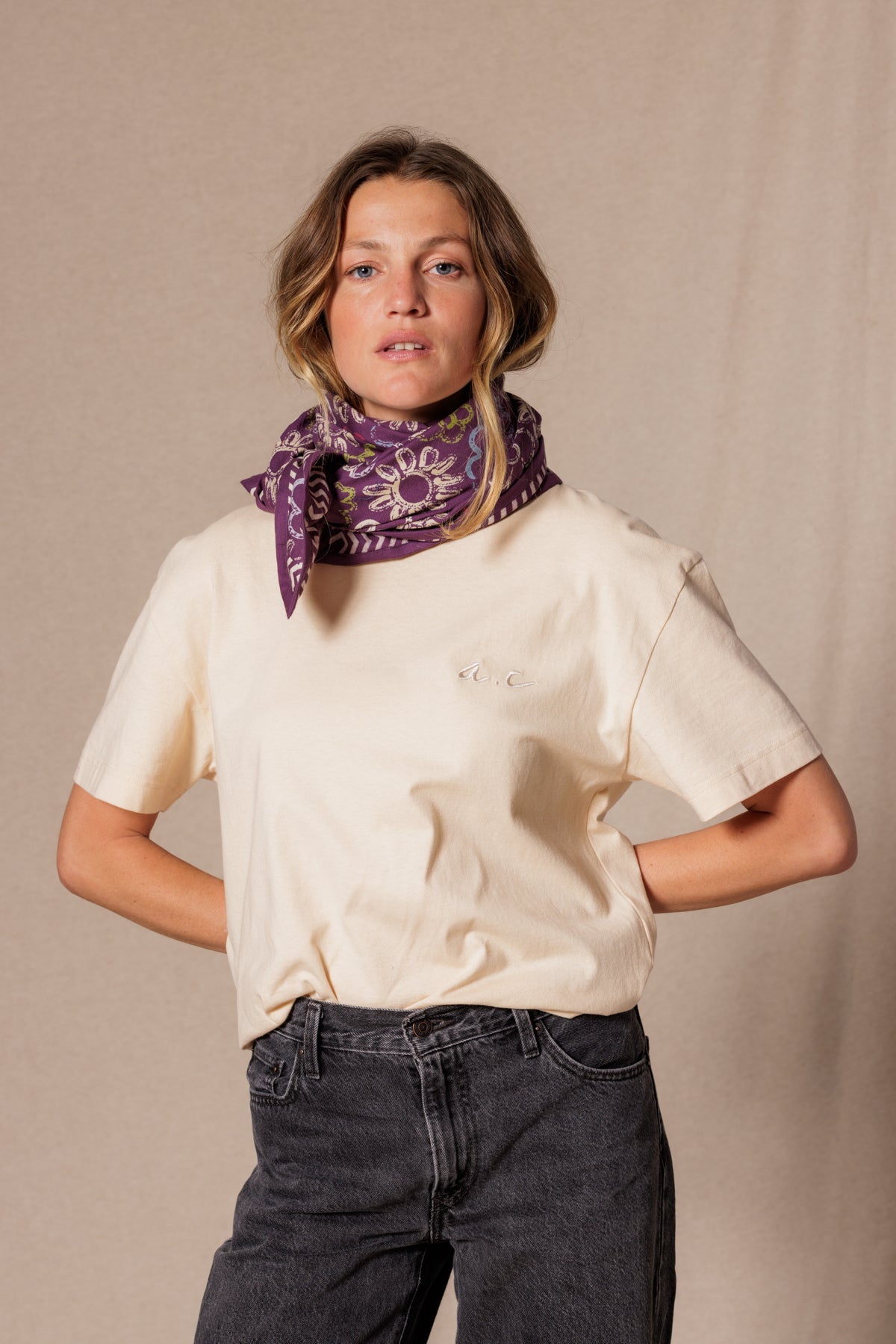 Grand foulard Latika - Ardoise Taffeta