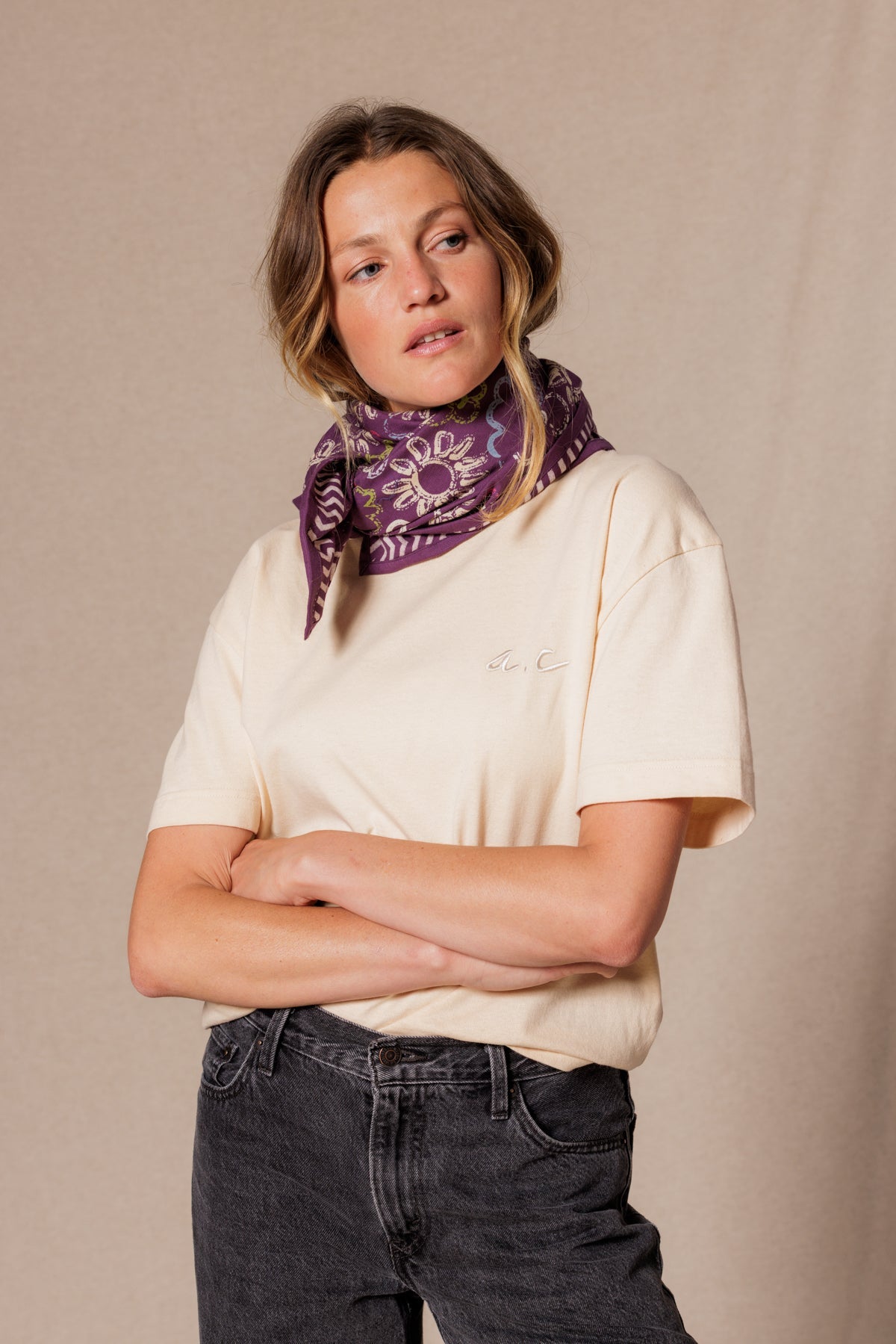 Grand foulard Latika - Ardoise Taffeta