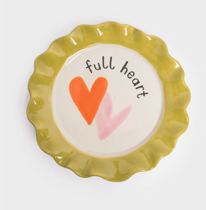 Assiette festonnée - "Full heart" coeurs