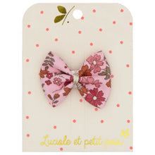 Barrette - Noeud papillon liberty rose buvard