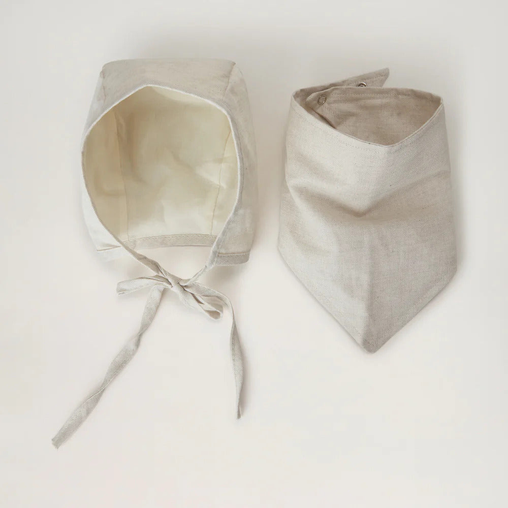 Bonnet en lin beige - Bébé 0-6 mois