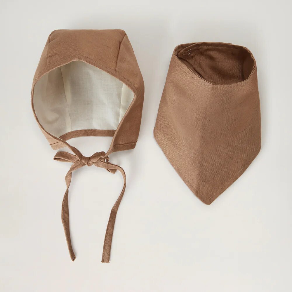 Bonnet en lin latté - Bébé 0-6 mois