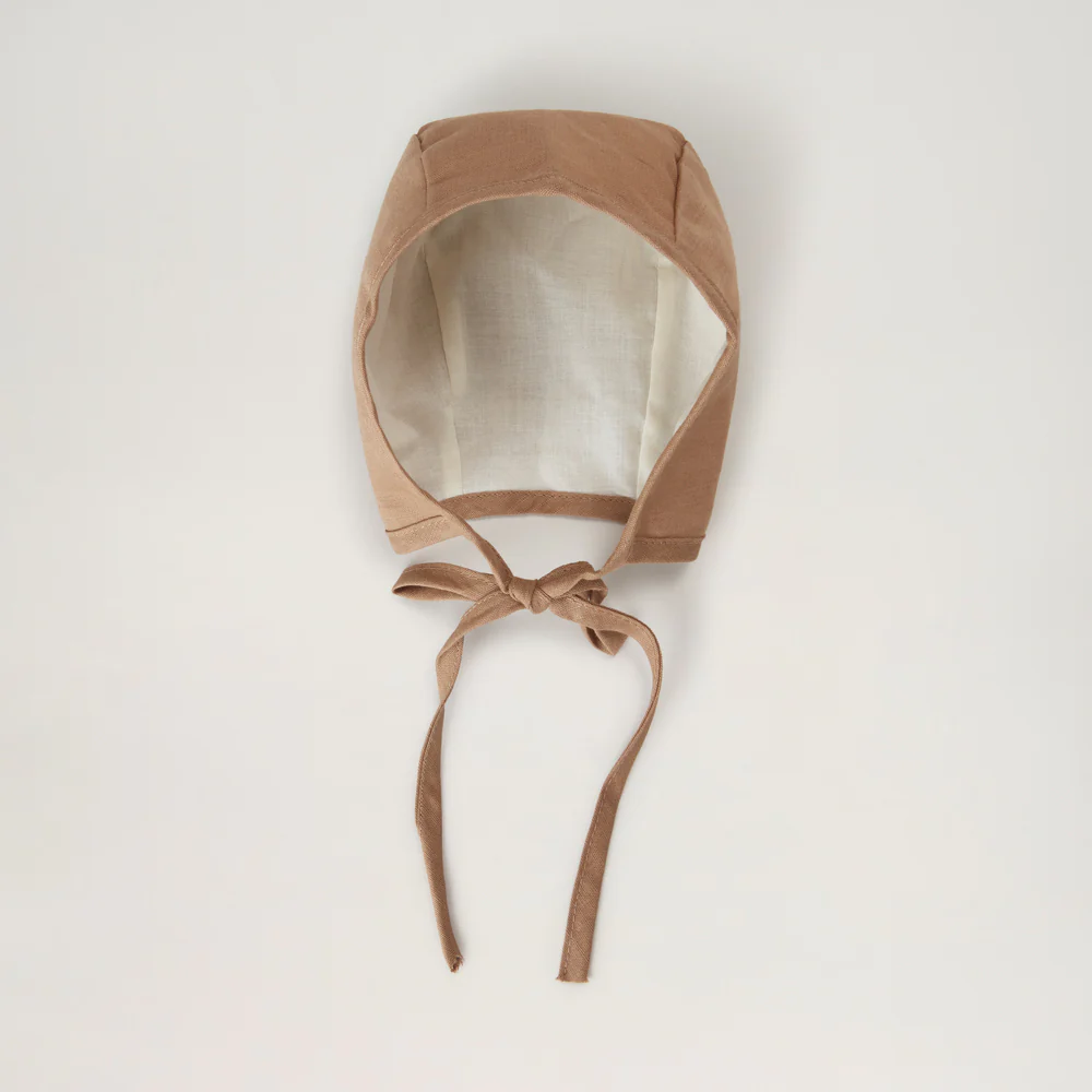 Bonnet en lin latté - Bébé 0-6 mois
