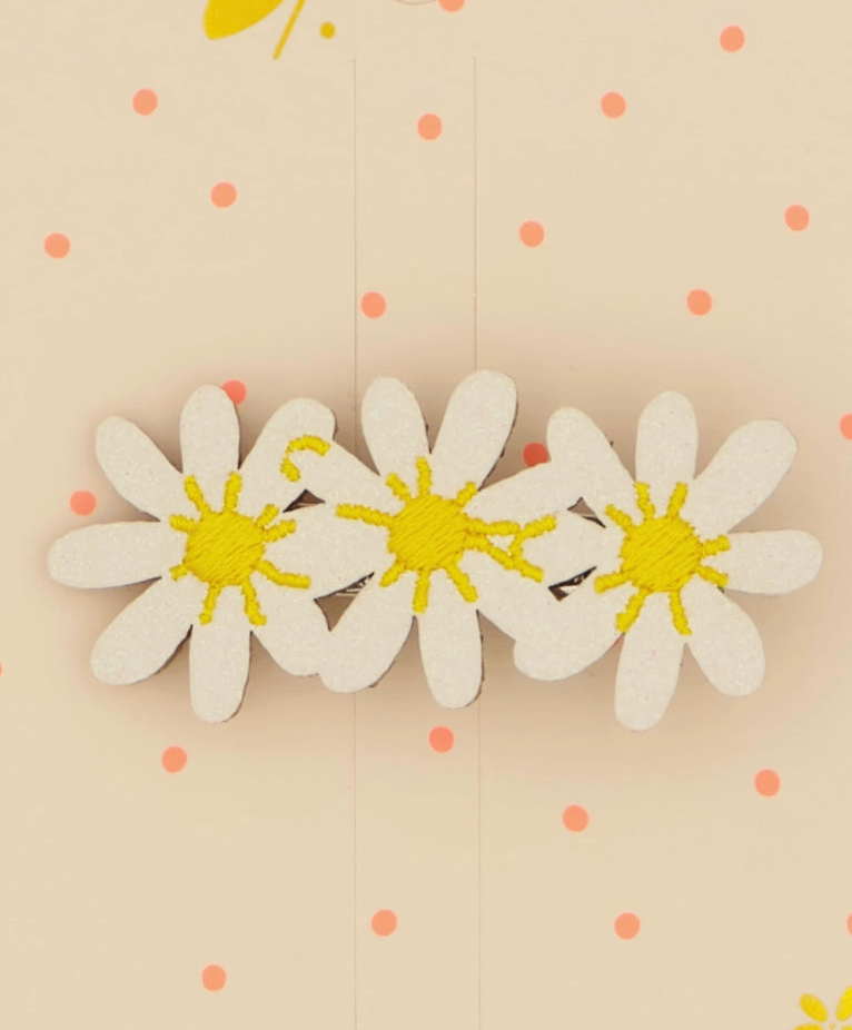Barrette paillettée - Trio de marguerites