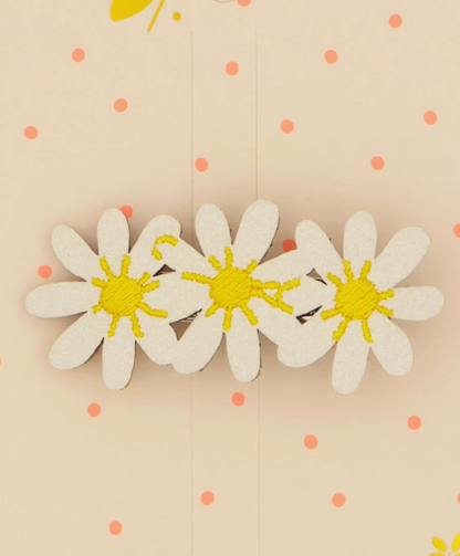 Barrette paillettée - Trio de marguerites