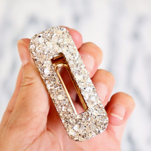 Barrette rectangle - Paillettes champagne