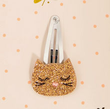 Barrette - Chat paillettes bronzes
