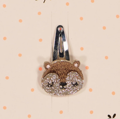 Barrette - Ecureuil paillettes marrons