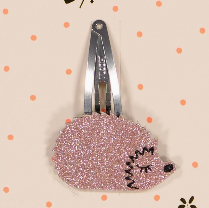 Barrette - Hérisson paillettes roses