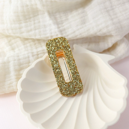 Barrette rectangle - Paillettes doré