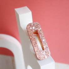 Barrette rectangle - Paillettes rose gold