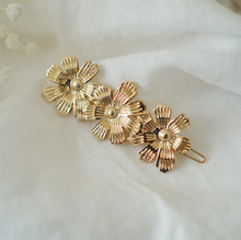 Barrette - Lilia trio fleuri doré