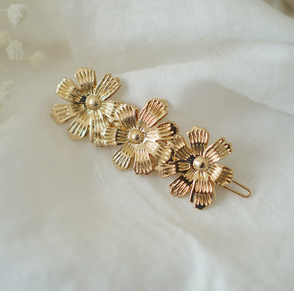 Barrette - Lilia trio fleuri doré