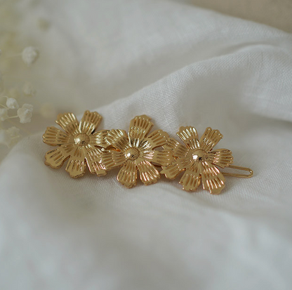 Barrette - Lilia trio fleuri doré
