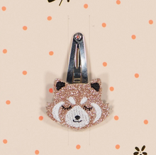 Barrette - Panda roux paillettes roses