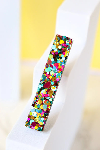 Barrette droite - Paillettes joie multi vert