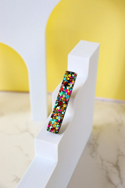 Barrette droite - Paillettes joie multi vert