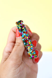 Barrette droite - Paillettes joie multi vert