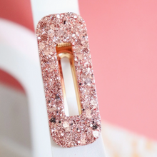 Barrette rectangle - Paillettes rose gold