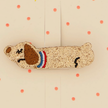 Barrette - Teckel long paillettes champagnes