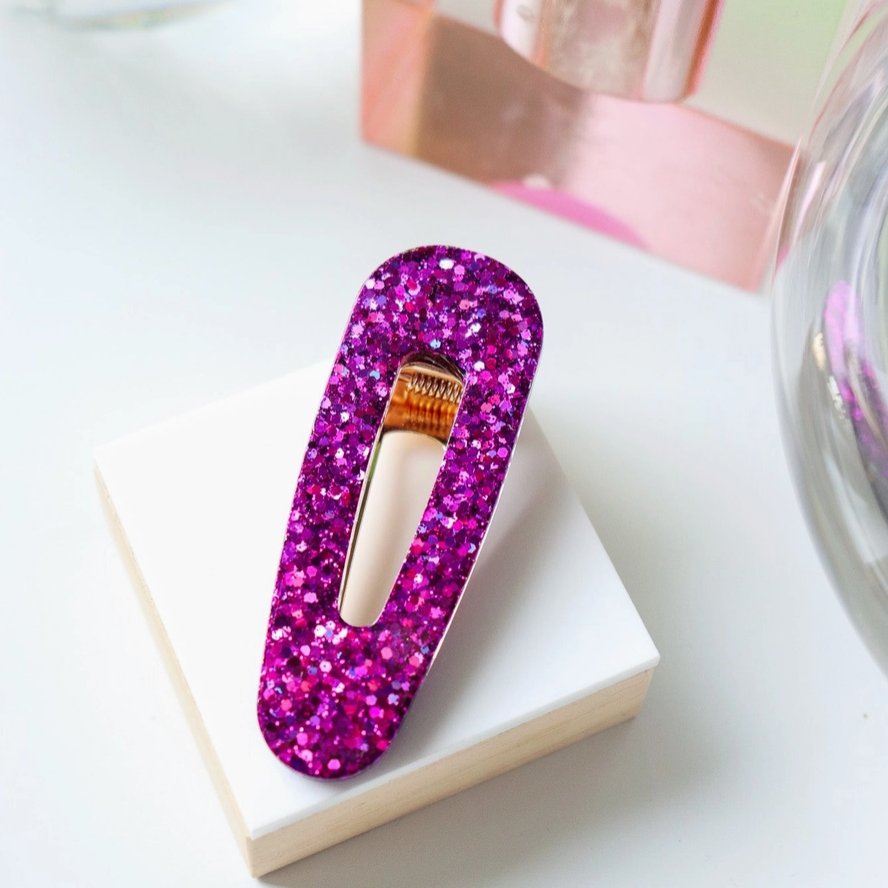 Barrette triangle - Paillettes violet