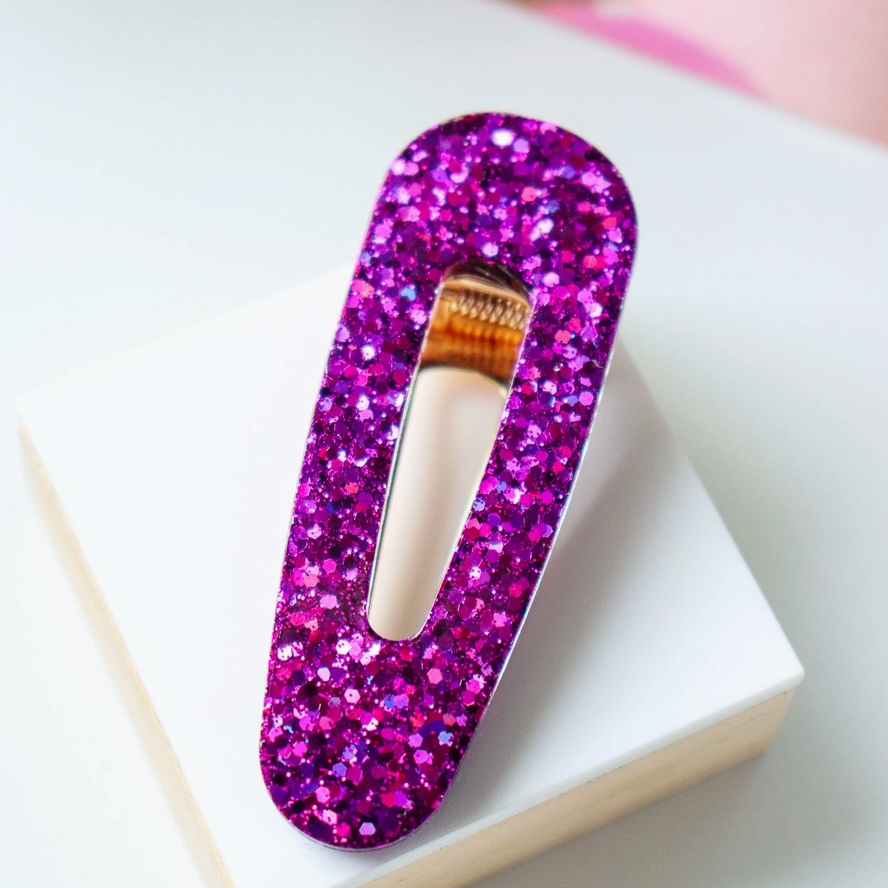 Barrette triangle - Paillettes violet