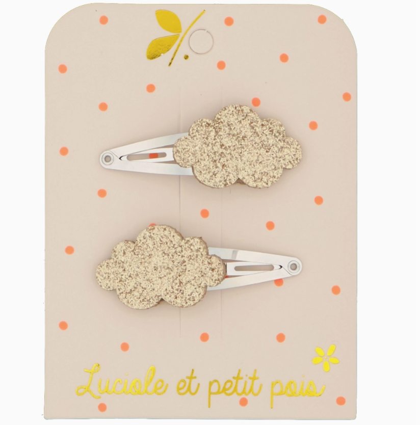 Duo de barrettes - Nuage paillettes or