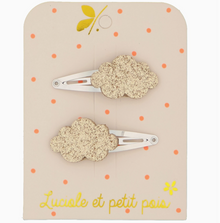 Duo de barrettes - Nuage paillettes or
