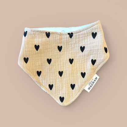 Bavoir bébé coeurs - Beige