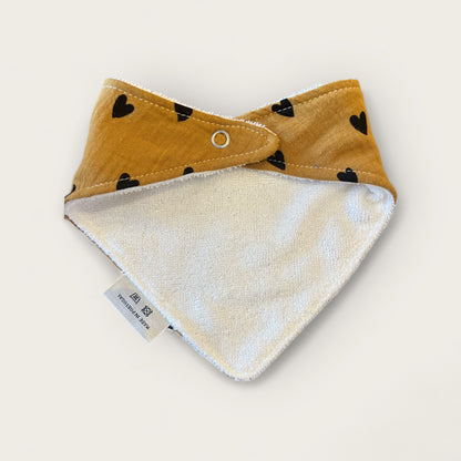 Bavoir bébé coeurs - Camel