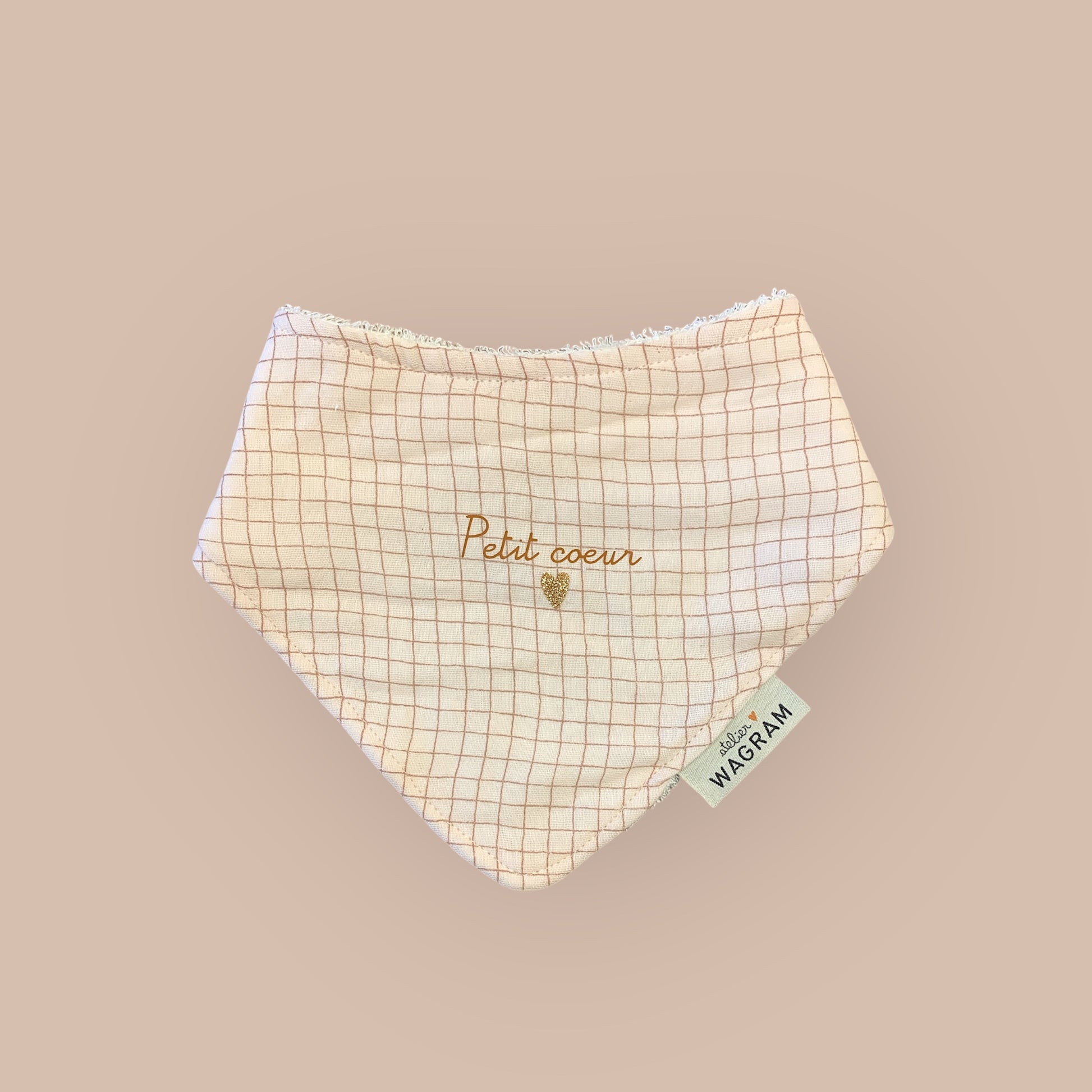 Bavoir bébé petits carreaux - Petit coeur