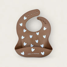 Bavoir bébé silicone coeurs - Caramel